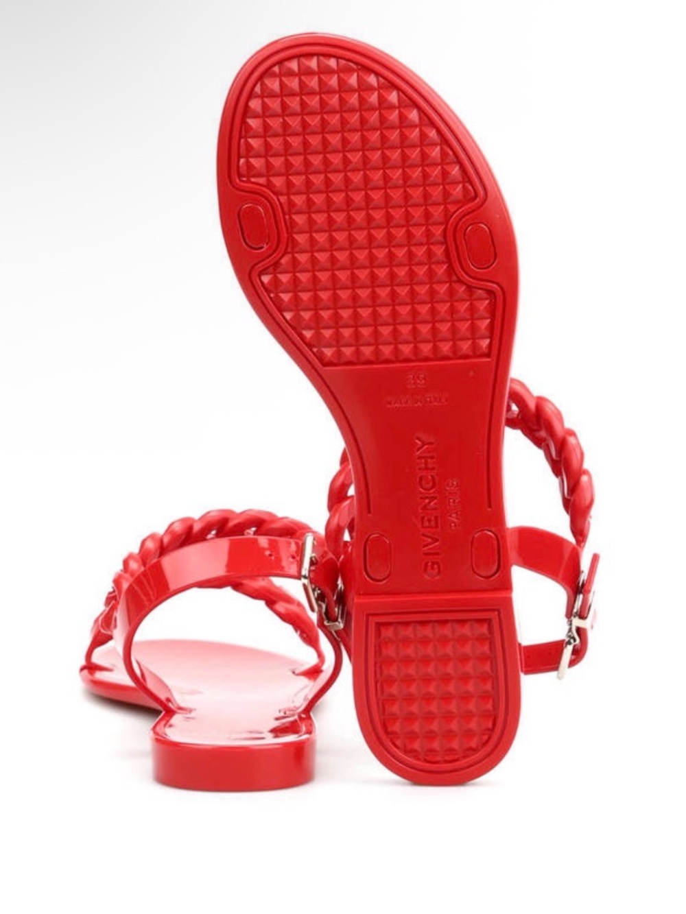 Givenchy Red Patent Chain-Strap Sandals - Size 41